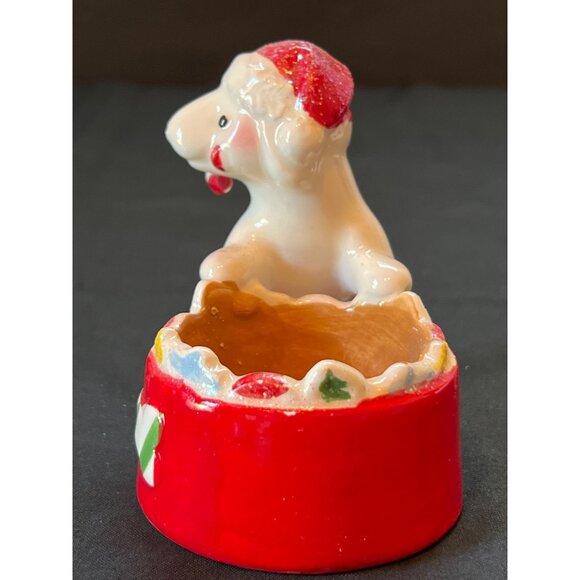 Yankee Candle Snowman Pup Christmas Ceramic Candle Holder Red & White - Picture 5 of 8